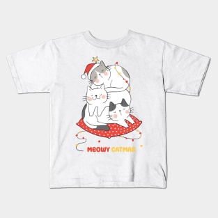 Meowy Catmas Sleeping Cats Design Kids T-Shirt